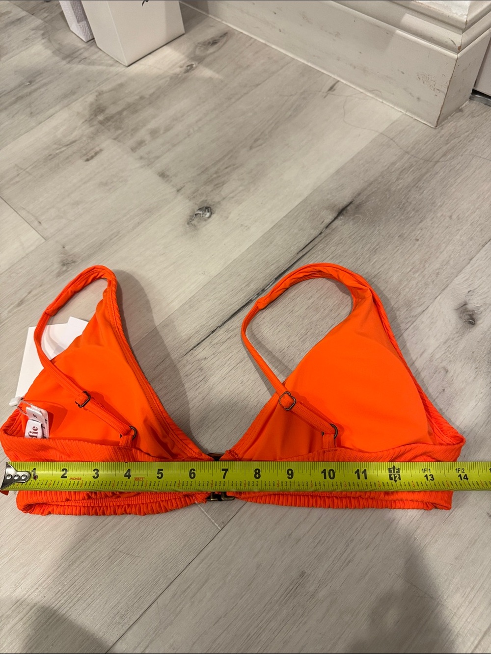 Angie Orange Ribbed Plunge Bikini Top - Picture 9 of 9